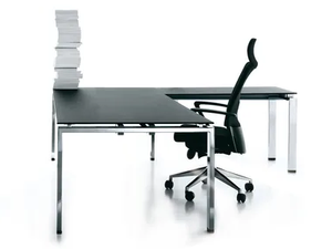 CLICK - L-shaped satin glass office desk - Desk by Manerba
