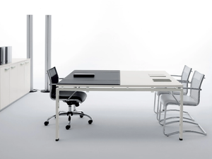 CLICK - Square meeting table with leather desk pad - Desk by Manerba