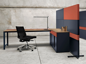 K-WORD - L-shaped office desk with shelves - Desk by Manerba