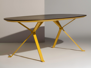 REVO - Oval wooden office desk - Desk by Manerba