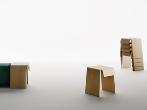 SUPER RANDOM - Stackable multi-layer wood stool - Stool by Manerba