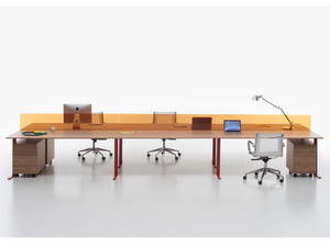 T-LEG - Multiple wooden office desk with desk screens - Desk by Manerba
