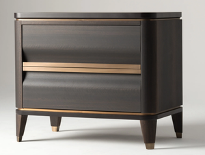 ERCOLINO - Rectangular eucalyptus bedside table with drawers - Side table by Mantellassi 1926