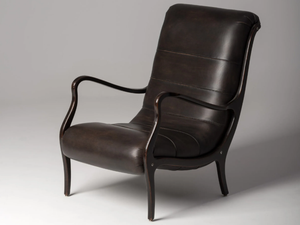 ESSE - Beech and leather armchair with armrests - Armchair by Mantellassi 1926