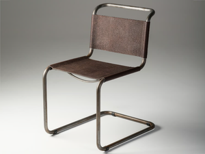 MECCANICA - Cantilever Corten™ and tanned leather chair - Chair by Mantellassi 1926