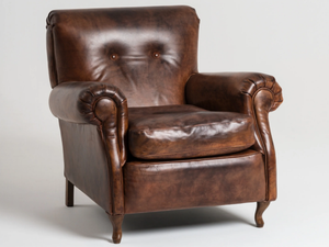 ROMA - Leather armchair with armrests - Armchair by Mantellassi 1926