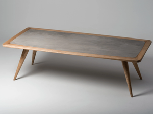 VERTIGO - Rectangular cement and oak table - Table by Mantellassi 1926