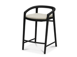 SOLID - High teak stool with back - Stool by MANUTTI