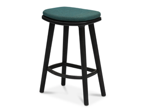 SOLID - High teak stool with footrest - Stool by MANUTTI