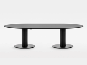 FOLLOW MEETING LARGE - Oval height-adjustable painted metal meeting table - Table by Mara