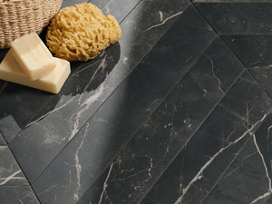 SCULTOREA CHEVRON DARK DIAMOND - Porcelain stoneware wall/floor tiles with marble effect - Wall tile-stone-brick by Marca Corona