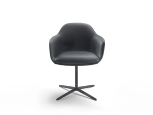 CHIA SWIVEL - With 4-spoke base leather chair with armrests - Chair by Marelli