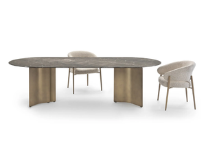 WAVE - Oval marble table - Table by Marelli