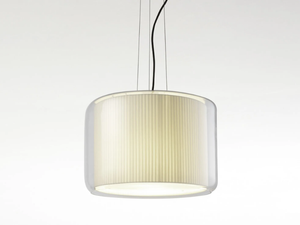 MERCER - LED blown glass and fabric pendant lamp - Ceiling lamp by Marset