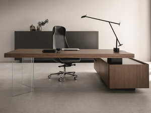 KYO - L-shaped rectangular wooden office desk with drawers - Desk by Martex