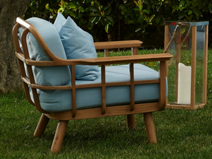 NEST - Upholstered teak armchair with armrests - Armchair by Mary&