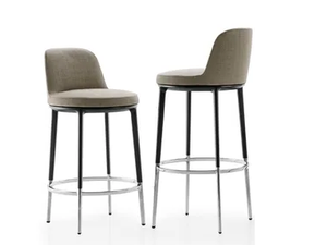 CARATOS - High upholstered fabric stool with back - Stool by Maxalto