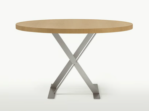 MAX - Round steel and wood table - Table by Maxalto