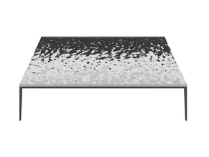 SOLEIDE - Rectangular low coffee table with reflective hammered steel top - Coffee table by Maxalto