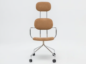 NEW SCHOOL - Trestle-based fabric office chair with armrests - Office Chair by Mdd