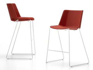 AÏKU STOOL - Sled base high fabric stool with back - Stool by MDF Italia