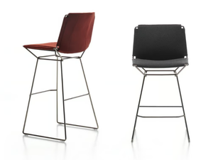 NEIL TEXTILE - Sled base fabric stool with removable cover with footrest - Stool by MDF Italia