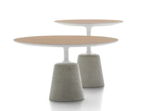 ROCK TABLE MINI - Cement coffee table with wooden top - Side table by MDF Italia