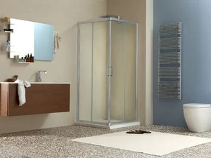 LIVE A - Corner shower cabin with sliding door - Door by MEGIUS