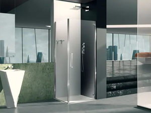 PRISMA 1.0 - Corner glass shower cabin with hinged door - Door by MEGIUS