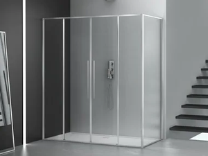 ZEN - Corner glass shower cabin with sliding door - Door by MEGIUS