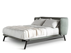 EDOARDO PIPING - Double bed with upholstered headboard - Bed frame by Meridiani