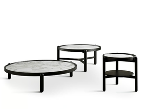 VITTORIO - Low round solid wood coffee table - Coffee table by Meridiani