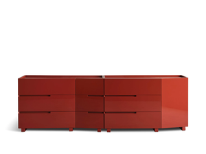 WALLIS - Modular wooden chest of drawers with integrated handles - drawer by Meridiani