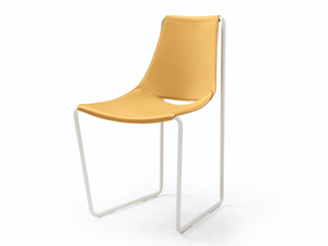 APELLE S - Sled base tanned leather restaurant chair - Chair by Midj