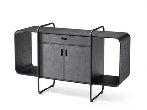 APELLE - Sideboard in wood with flap doors covered in leather - Cabinet by Midj