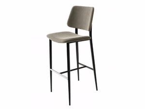 JOE - High upholstered fabric stool with back - Stool by Midj