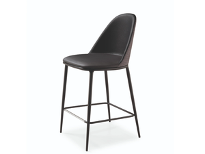 LEA H65 - Leather kitchen stool with back - Stool by Midj