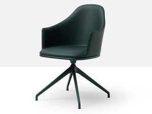 LEA P GX - Trestle-based leather chair with armrests - Chair by Midj