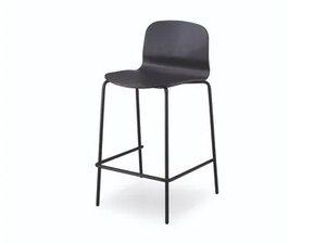 LIÙ H65 / H75 MT - High wooden stool with footrest with back - Stool by Midj
