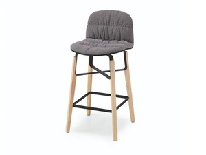 LIÙ H65 / H75 TS - High fabric stool with footrest with back - Stool by Midj