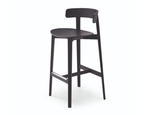 MAYA - High wooden stool with footrest with back - Stool by Midj