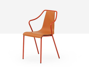 OLA P M CU - Steel chair and leather seat - Chair by Midj