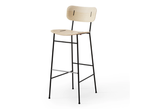 PIUMA H75 M LG - High wooden stool with back - Stool by Midj