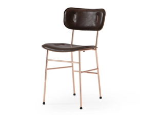 PIUMA S M CU - Leather chair with metal frame - Chair by Midj