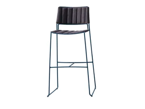 SLIM - High upholstered fabric stool with back - Stool by Midj