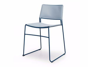 SLIM - Sled base tanned leather chair with removable cover - Chair by Midj