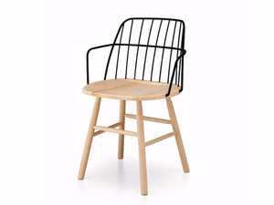 STRIKE P - Steel and wood chair with armrests - Chair by Midj