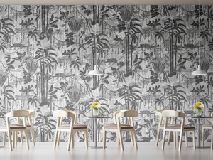 BLACK&WHITE - Panoramic wallpaper with floral pattern - Wallpaper by MILLE997