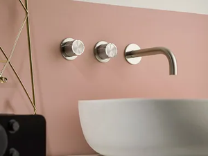 SYNTH 4718 - 3 hole wall-mounted stainless steel washbasin tap - Tap by MINA