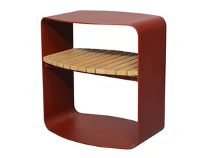MINDO 109 - Aluminium and teak garden side table with integrated magazine rack - Side table by Mindo